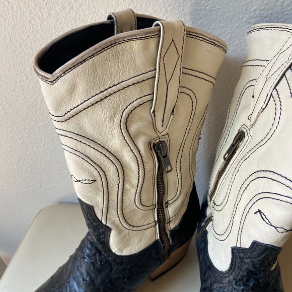 AMAZING~Freebird Warrick genuine ostrich skin boots SZ 9 - Picture 6 of 7